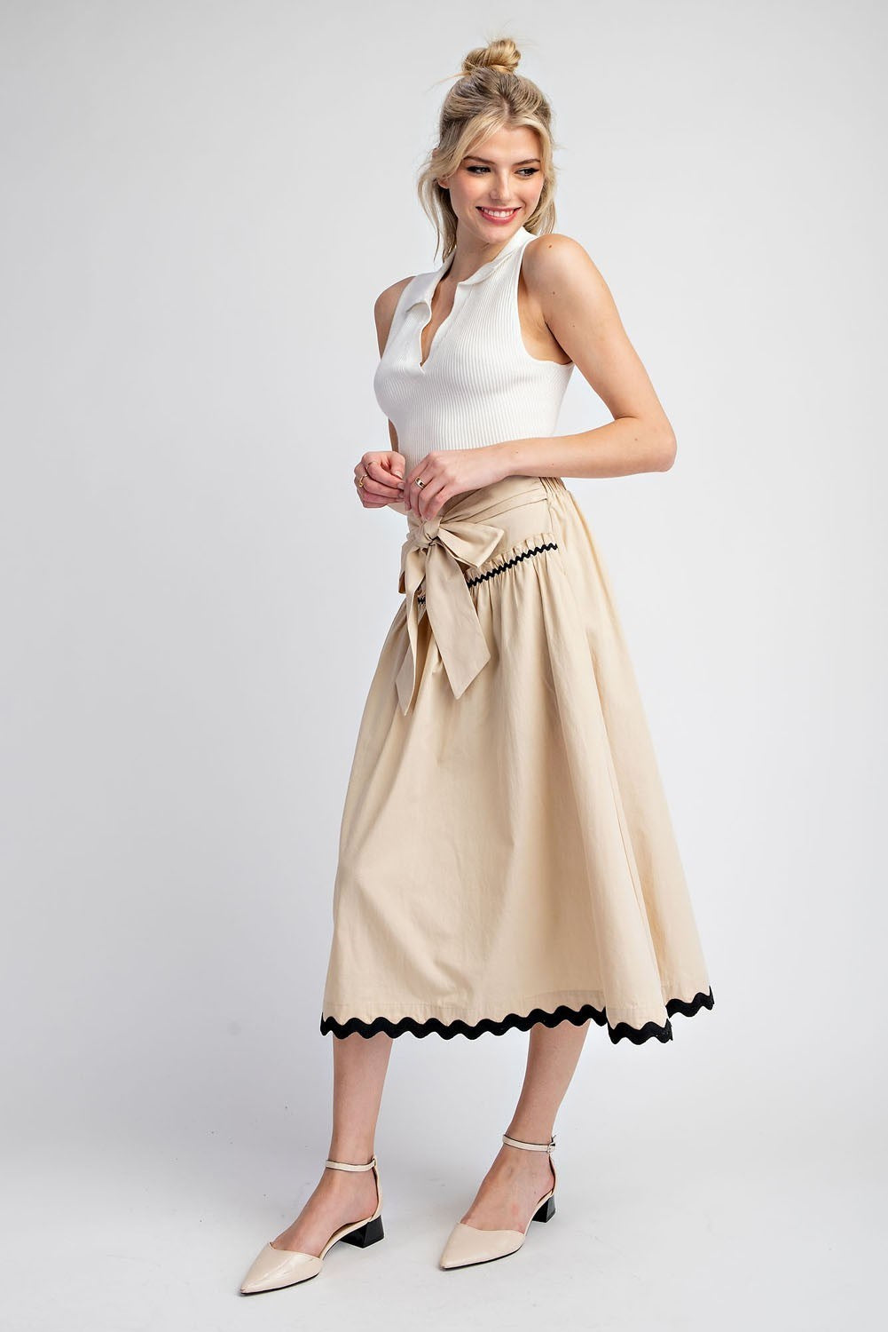 RICK RACK TRIM MIDI SKIRT - Eesome - RARA Boutique