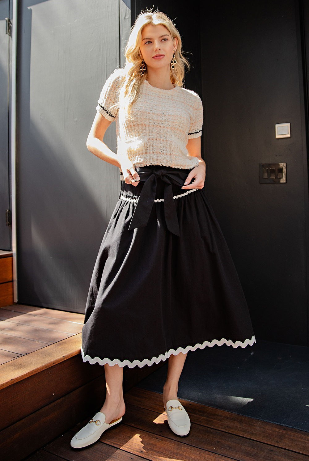 RICK RACK TRIM MIDI SKIRT - Eesome - RARA Boutique