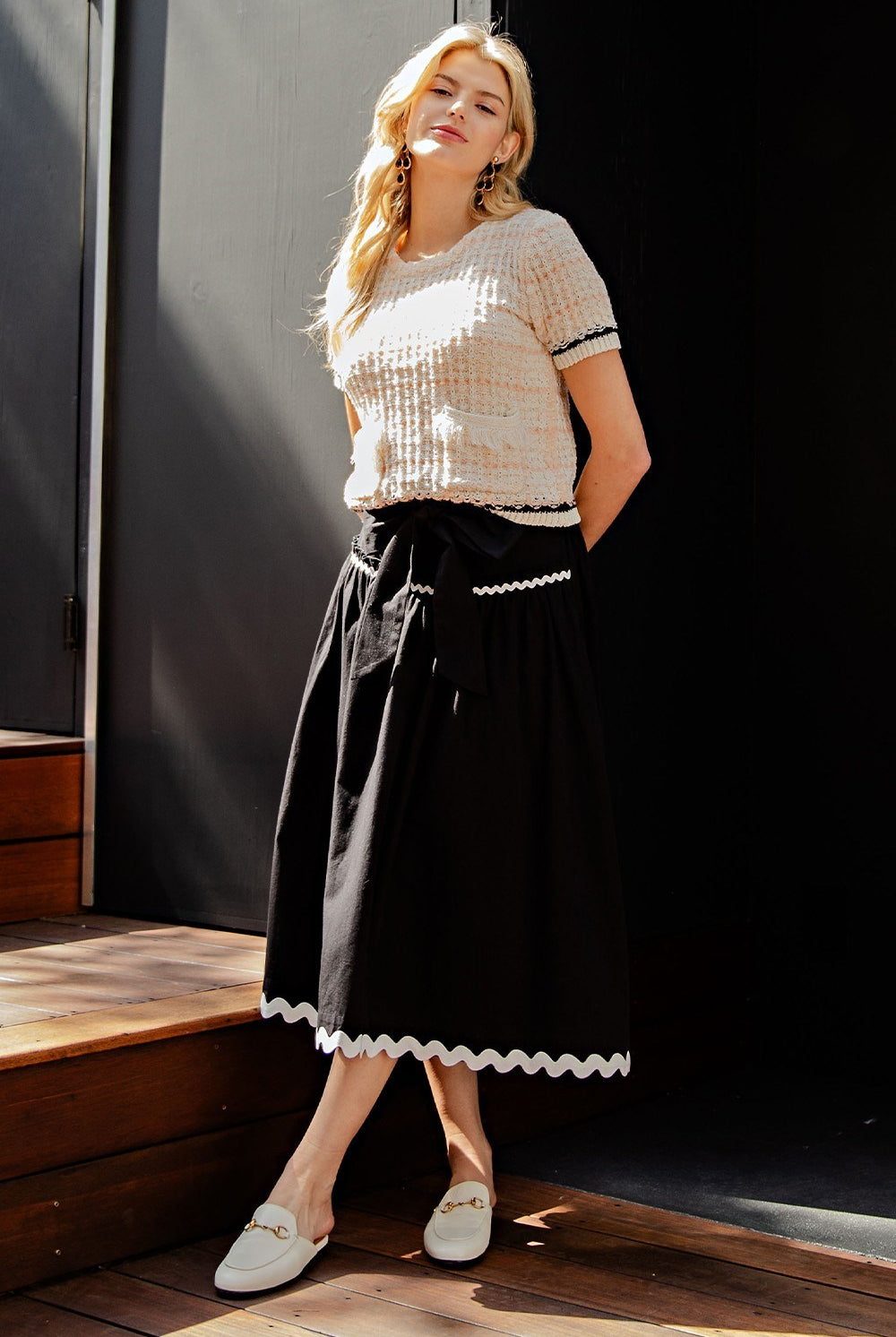 RICK RACK TRIM MIDI SKIRT - Eesome - RARA Boutique