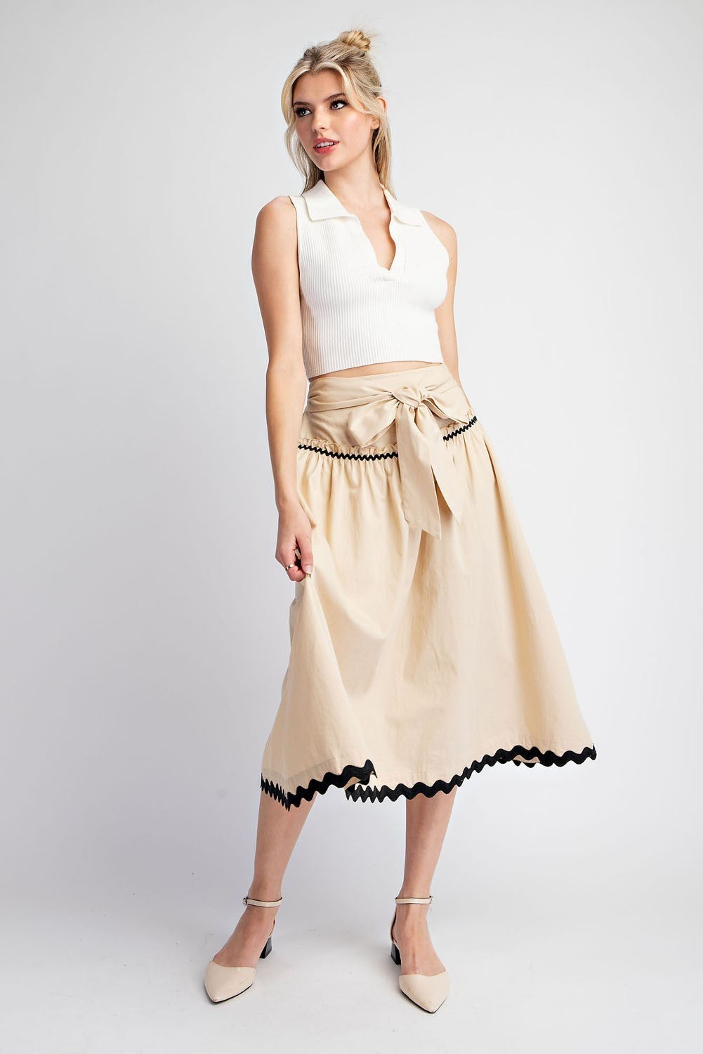 RICK RACK TRIM MIDI SKIRT - Eesome - RARA Boutique
