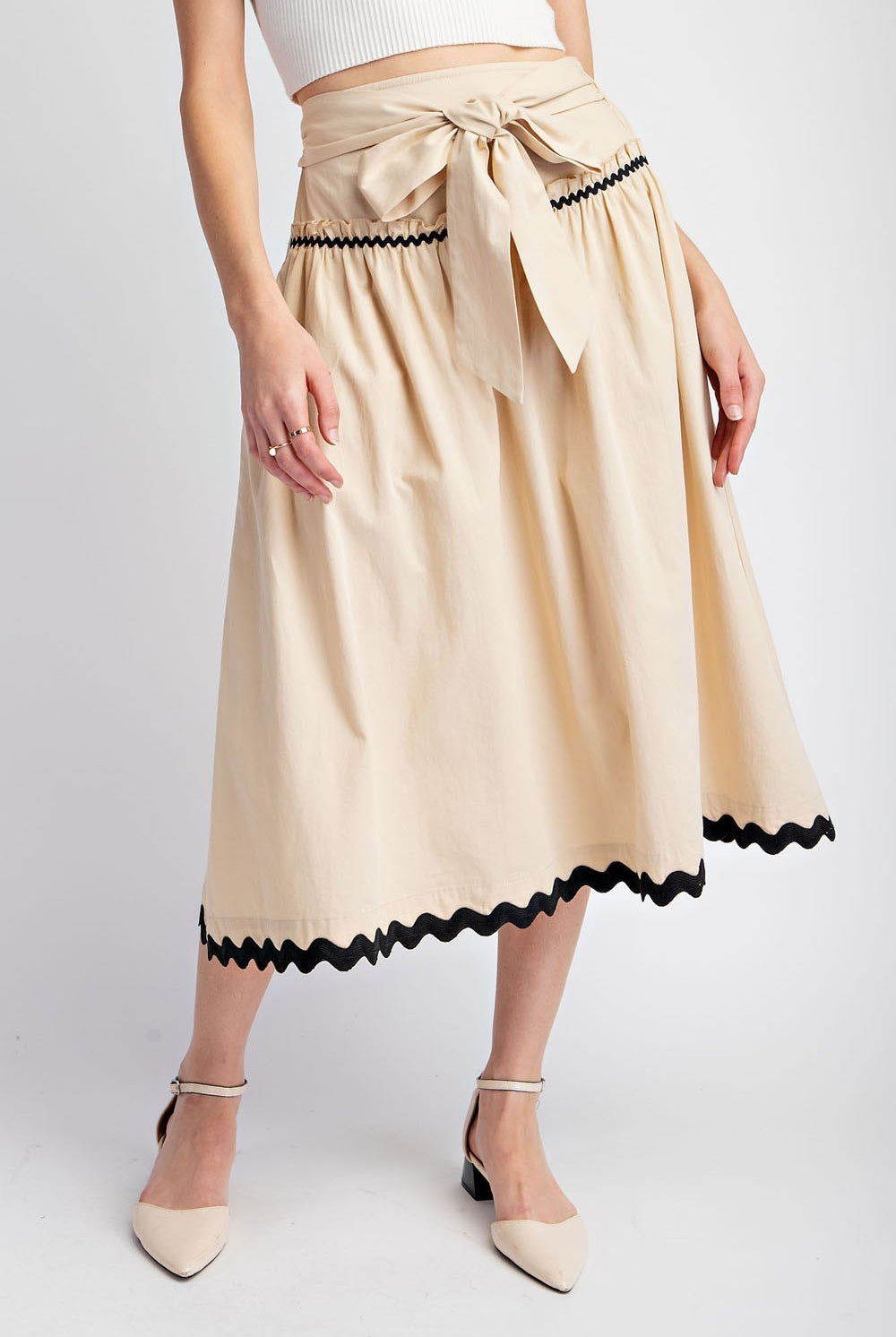 RICK RACK TRIM MIDI SKIRT - Eesome - RARA Boutique