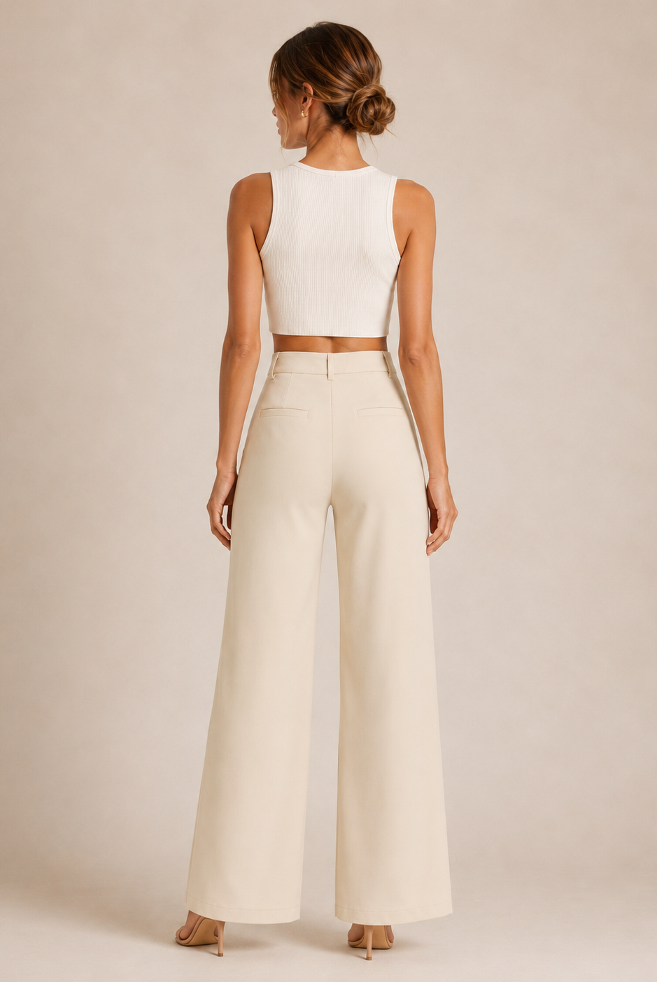 RARA Boutique straight leg pintuck trouser pants in Cien color, featuring a tailored fit and crisp pleats for a polished look.