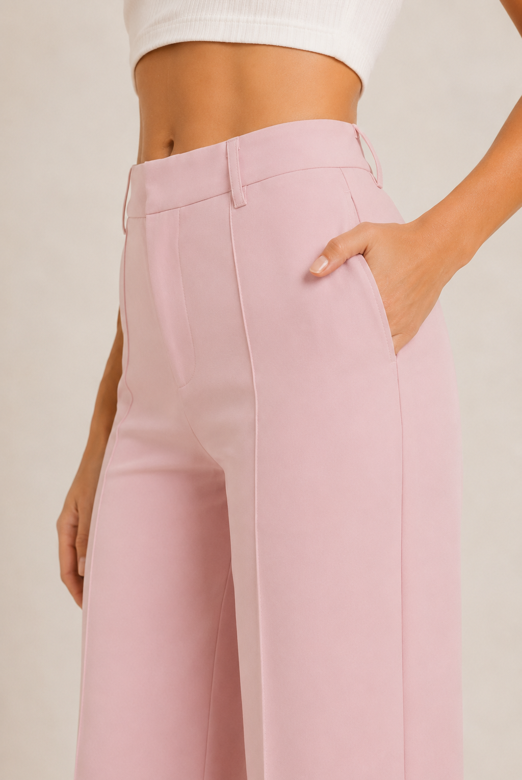 RARA Boutique straight leg pintuck trouser pants in Cien color, featuring tailored fit and crisp pleats for a polished look.