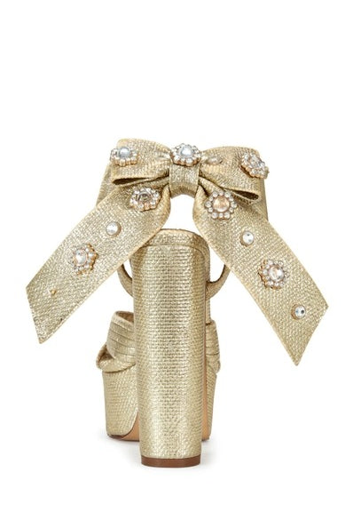Bow Ankle Strap Metallic Platform Heels - Azalea Wang - RARA Boutique