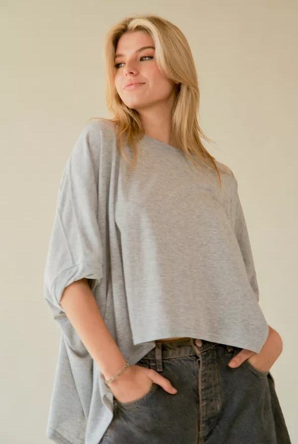 Oversized Drop Shoulder Batwing Sleeve T-Shirt - Davi and Dani - RARA Boutique