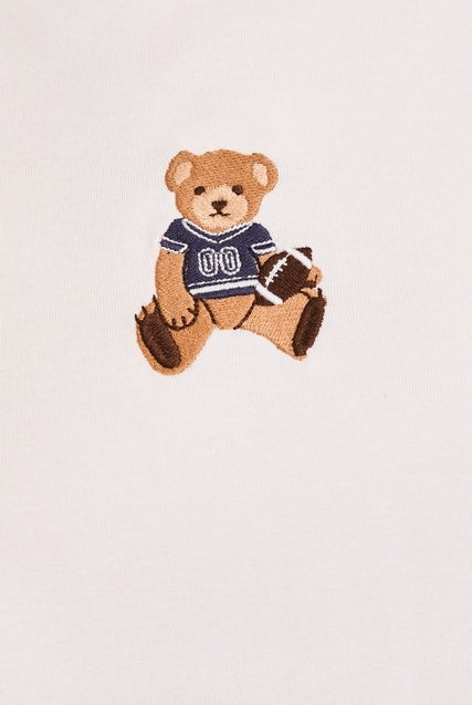 Embroidered Football Teddy Bear Baby Tee - Le Lis - RARA Boutique