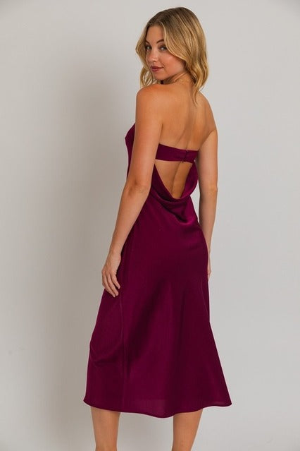 Strapless Cowl Back Midi Sheath Dress - Le Lis - RARA Boutique