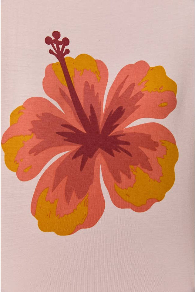 Hibiscus tropical flower short sleeve cropped baby T-shirt by RARA Boutique featuring vibrant floral design and comfortable fit.