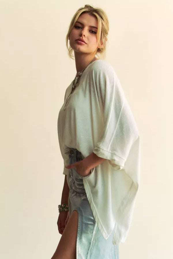 Oversized Drop Shoulder Batwing Sleeve T-Shirt - Davi and Dani - RARA Boutique