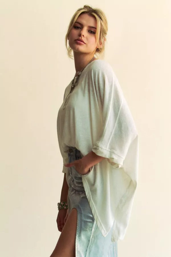 Oversized Drop Shoulder Batwing Sleeve T-Shirt - Davi and Dani - RARA Boutique