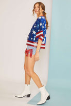 4th of July Star Print Sequin Crop Top - RARA Boutique