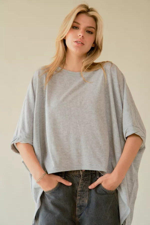 Oversized Drop Shoulder Batwing Sleeve T-Shirt - Davi and Dani - RARA Boutique