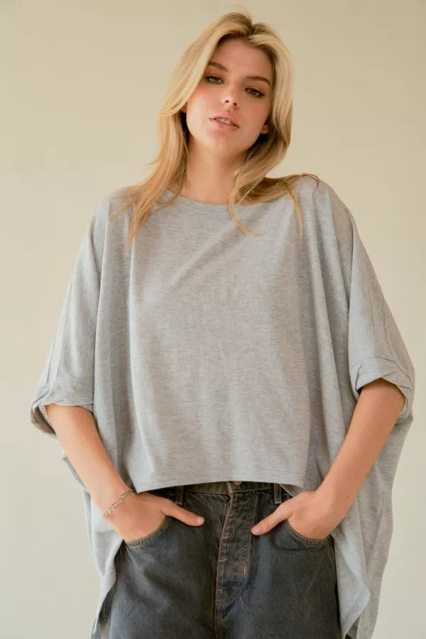 Oversized Drop Shoulder Batwing Sleeve T-Shirt - Davi and Dani - RARA Boutique