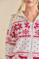Christmas Faire Isle Knit Sweater Jacket - Main Strip - RARA Boutique