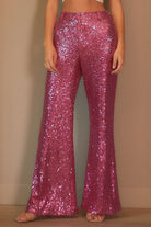 High Rise Wide Leg Sequin Trouser Pants - Main Strip - RARA Boutique