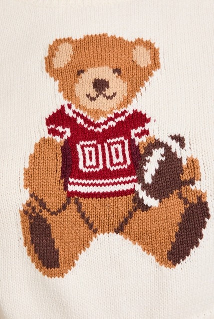 Short Sleeve Football Teddy Bear Sweater Crop Top - Le Lis - RARA Boutique