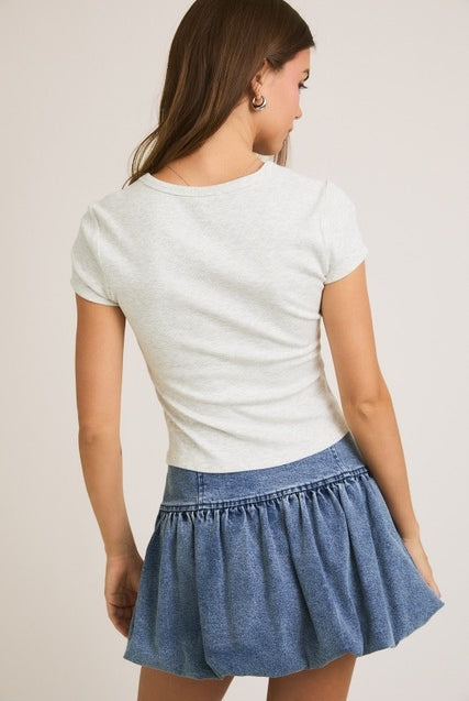 Rara Boutique ribbed baby tee featuring embroidered American flag design on soft cotton fabric