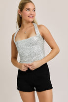 Sequin Square Neck Halter Top - Le Lis - RARA Boutique