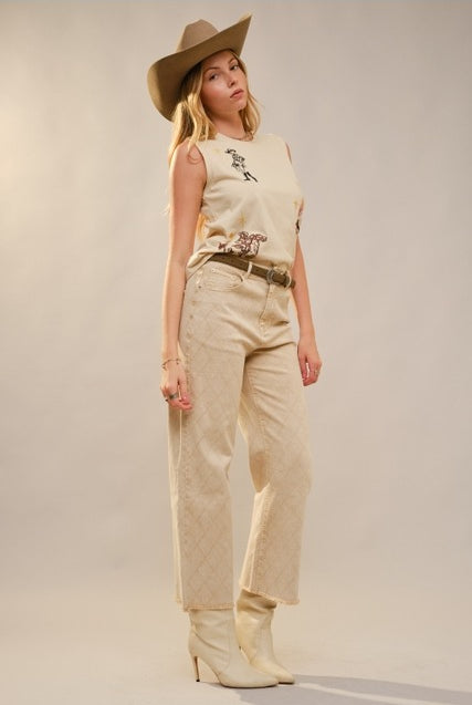 Embroidered Western Cowgirl Tank Top - Blue B - RARA Boutique