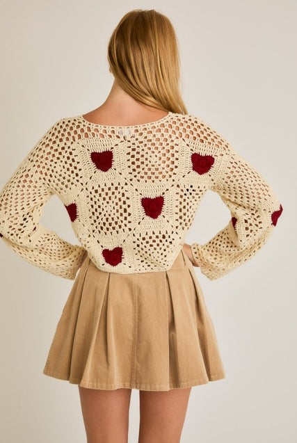 Crochet Heart Sweater Top - Le Lis - RARA Boutique