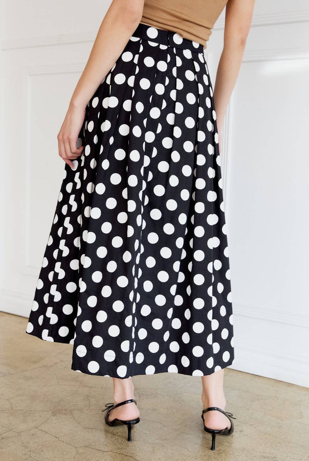 Retro Polka Dot Pleated Circle Midi Skirt - Sunday Edition - RARA Boutique