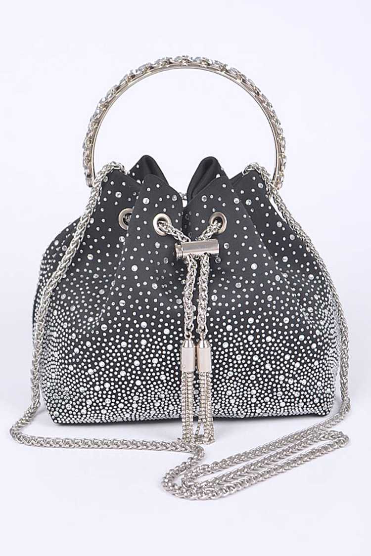 Rhinestone Satin Top Handle Hand Bag - RARA Boutique