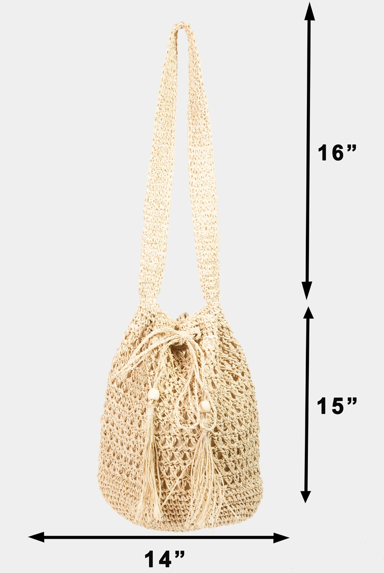 Straw Braided Drawstring Bucket Bag - RARA Boutique