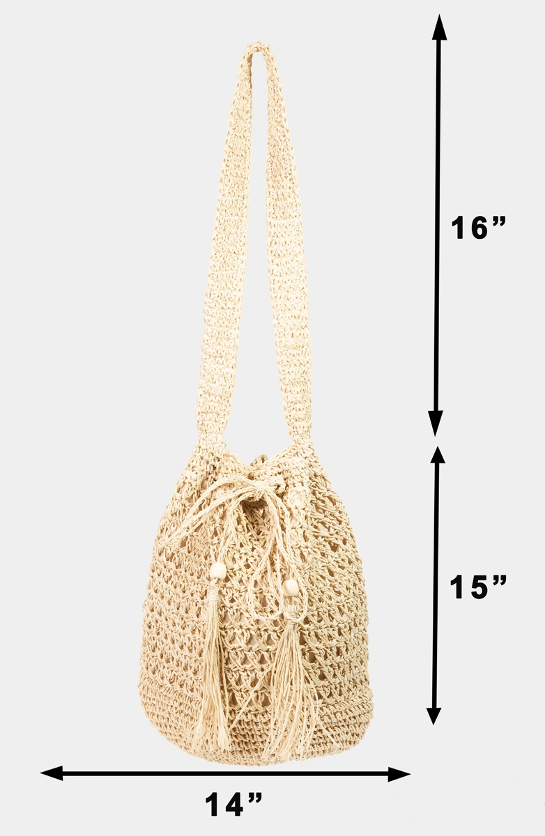 Straw Braided Drawstring Bucket Bag - RARA Boutique
