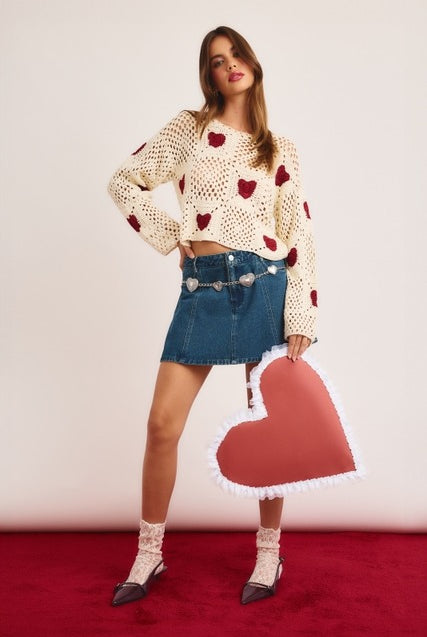 Crochet Heart Sweater Top - Le Lis - RARA Boutique