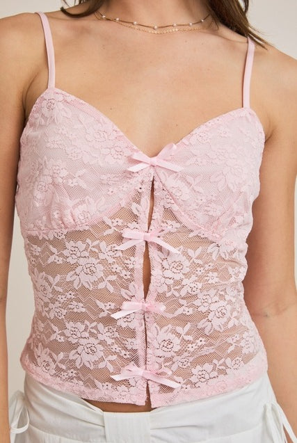 Lace Satin Bow Cami Top - Le Lis - RARA Boutique
