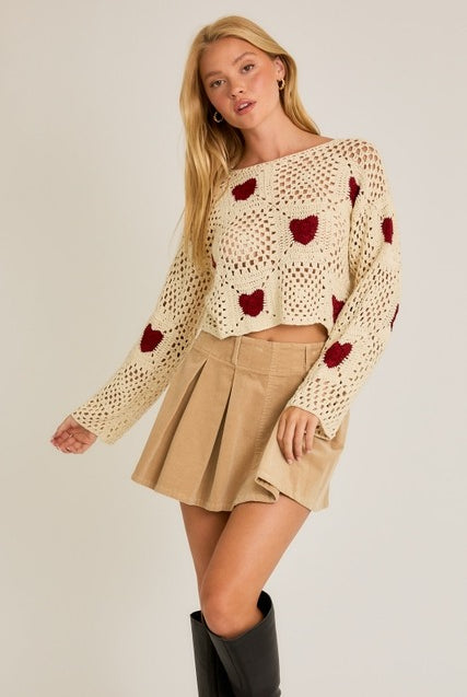 Crochet Heart Sweater Top - Le Lis - RARA Boutique