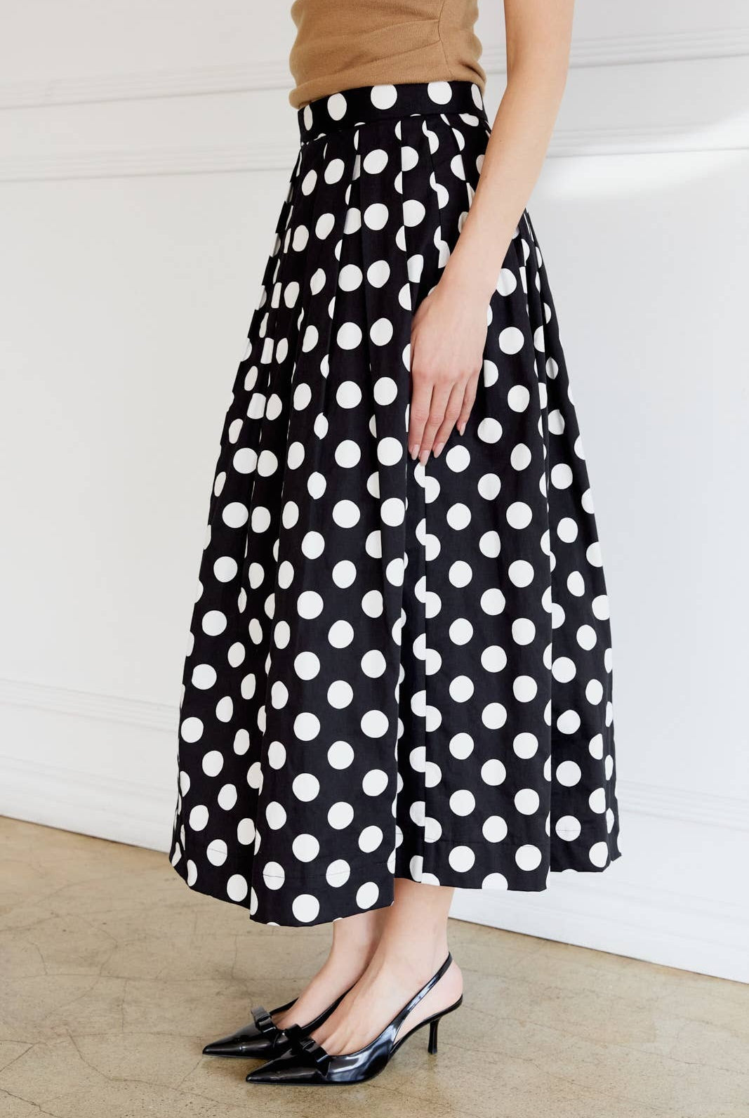 Retro Polka Dot Pleated Circle Midi Skirt - Sunday Edition - RARA Boutique