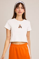 Embroidered Football Teddy Bear Baby Tee - Le Lis - RARA Boutique
