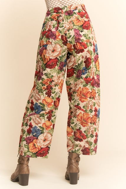 Vintage Floral Tapestry High-Rise Barrel Leg Pants - Davi & Dani - RARA Boutique