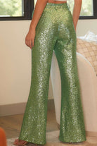 High Rise Wide Leg Sequin Trouser Pants - Main Strip - RARA Boutique