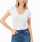 Short Sleeve Scoop Neck T-Shirt Bodysuit - Rara Boutique