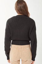 Solid Snug Waist Casual Cable Knit Cardigan - RARA Boutique