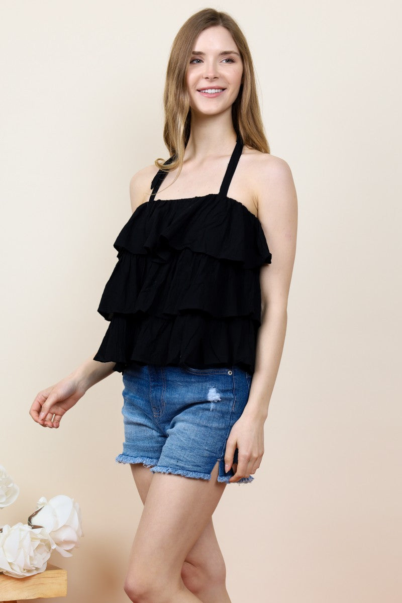 Tiered Ruffle Halter Top Blouse - Rara Boutique
