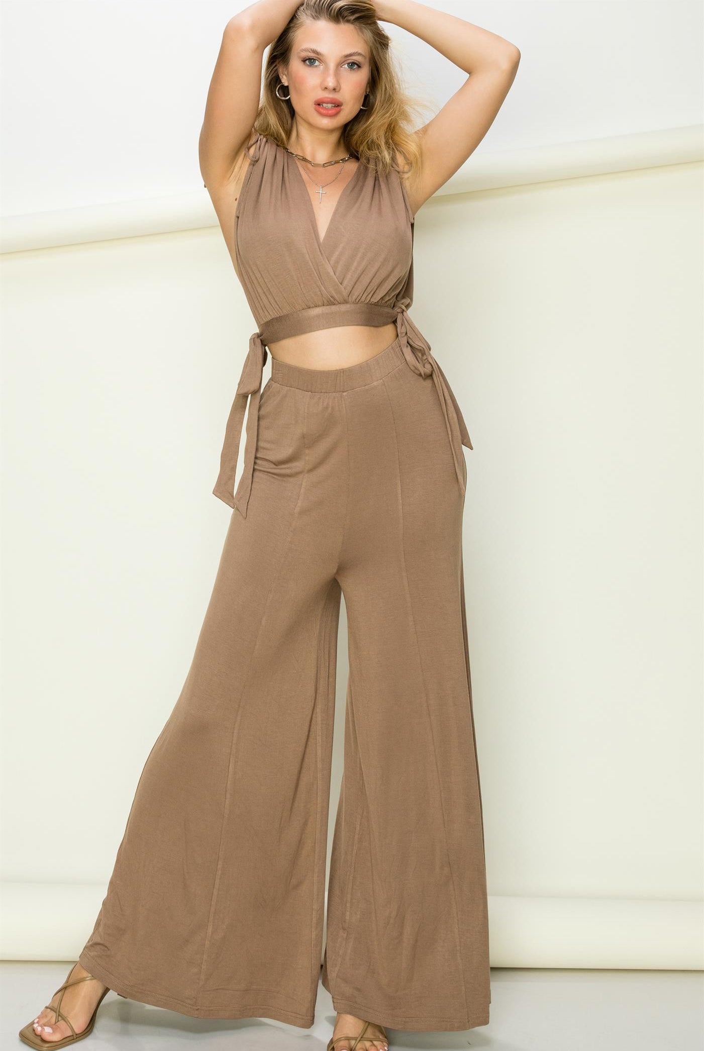 2-Piece Matching Palazzo Pants and Crop Top Set - RARA Boutique