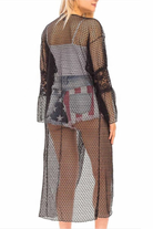 Black Long Sleeve Lace Crochet Sheer Kimono / Coverup / Cardigan - Rara Boutique