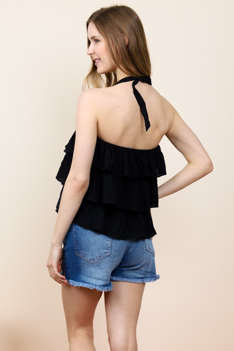 Tiered Ruffle Halter Top Blouse - Rara Boutique