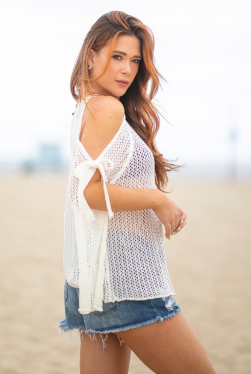 Open Shoulder Hollow Out Knit Top - Rara Boutique