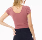 Short Sleeve Scoop Neck T-Shirt Bodysuit - Rara Boutique