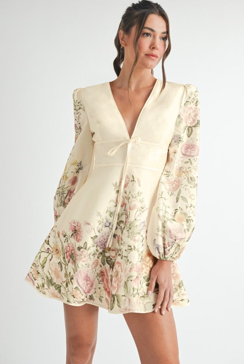 Floral Long Sleeve Mini Dress - RARA Boutique