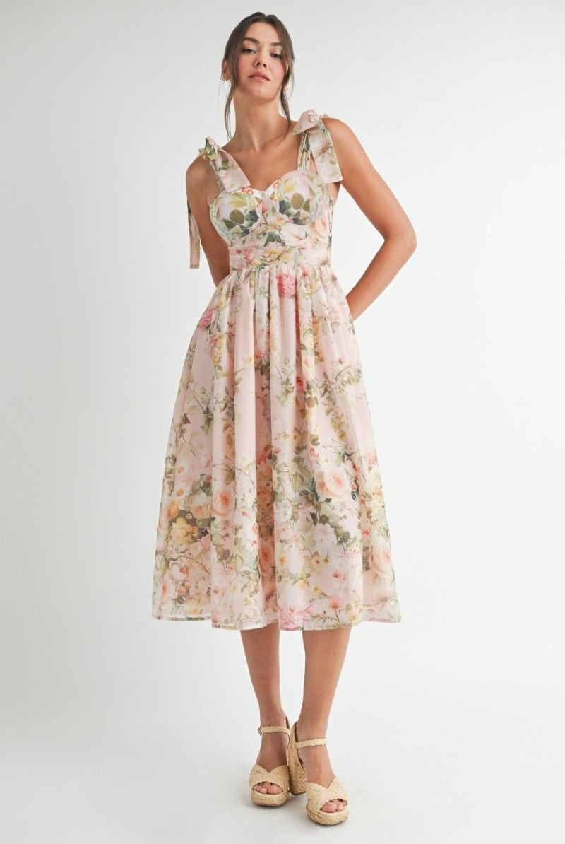 Floral Long Sleeve Midi Dress - RARA Boutique