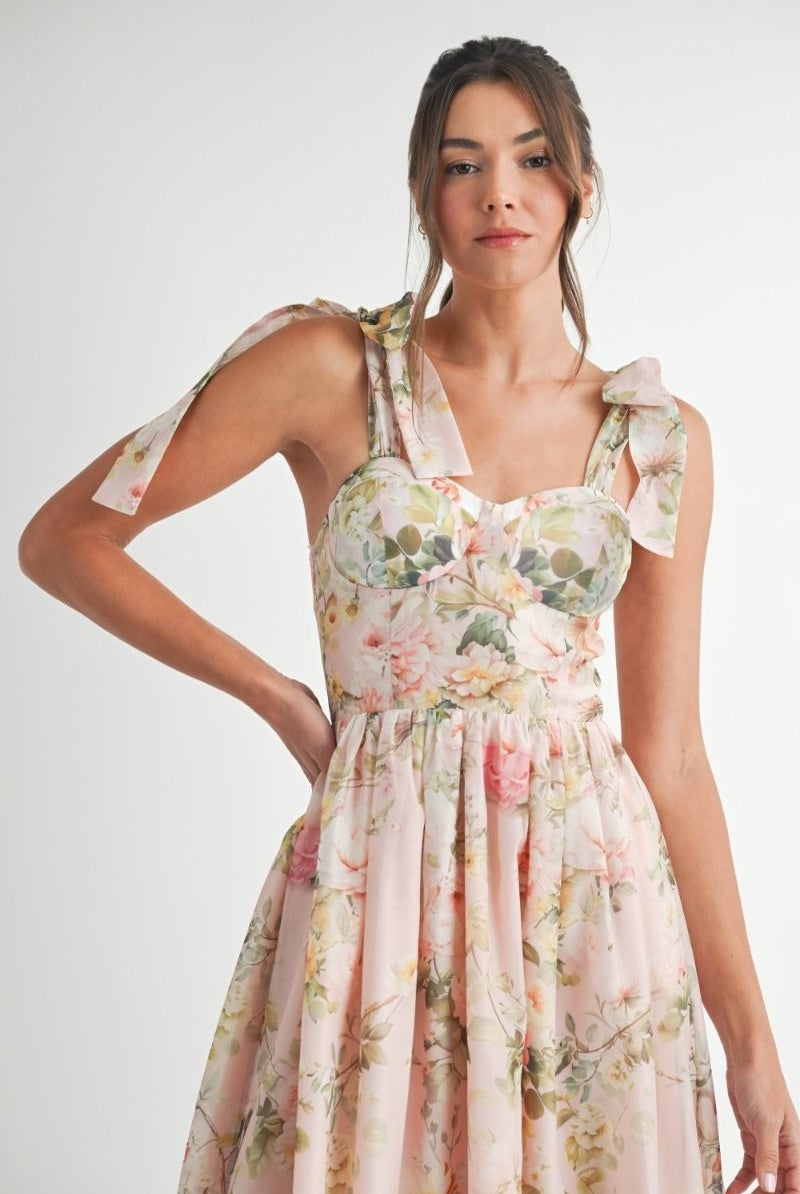 Floral Long Sleeve Midi Dress - RARA Boutique