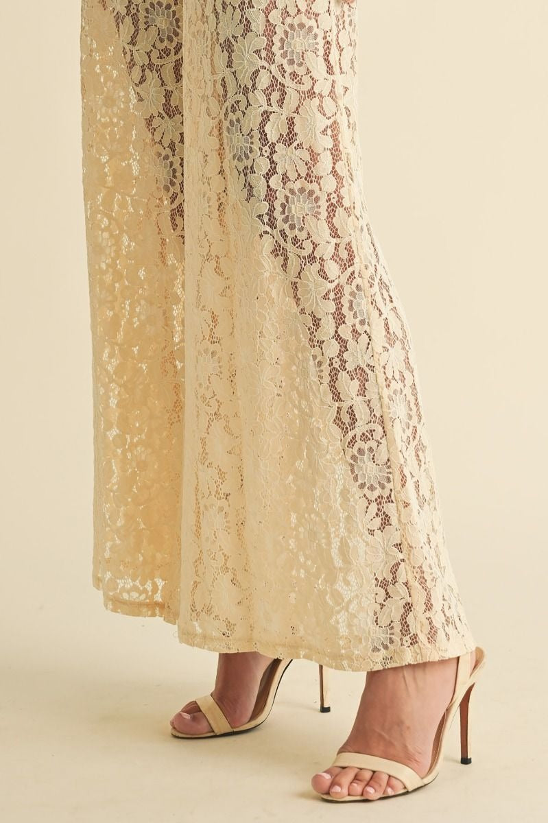 Wide Leg Lace Trouser Pants - EB Luxe - RARA Boutique
