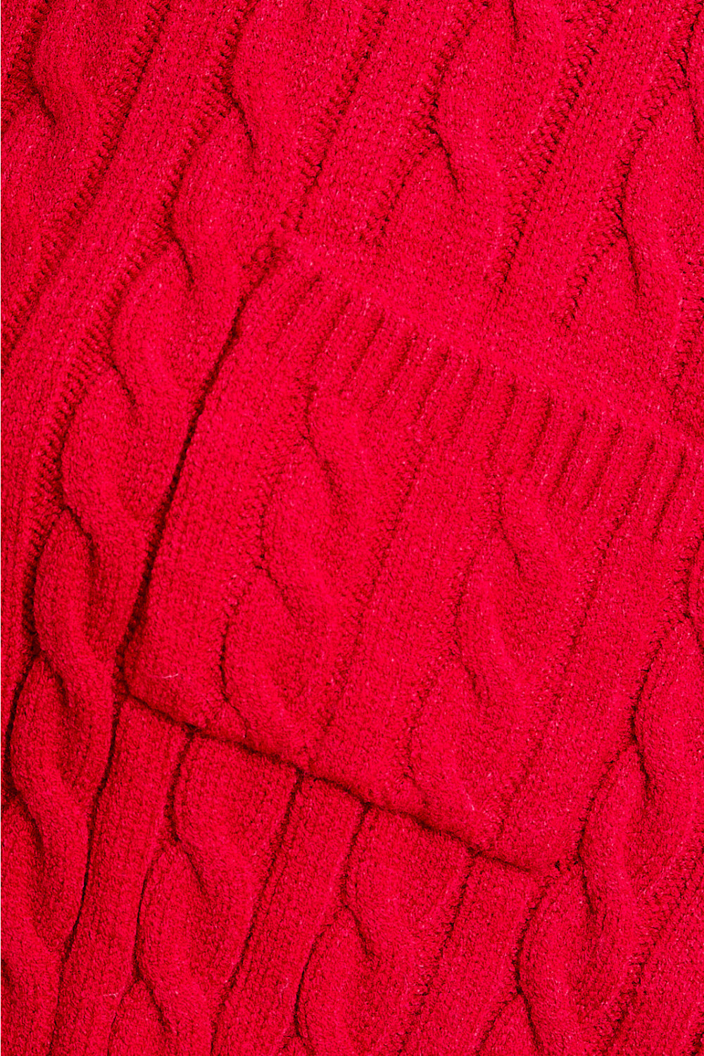 Red RARA Boutique Dolman sleeve cable knit cropped sweater with front pocket, casual and cozy knitwear for women.