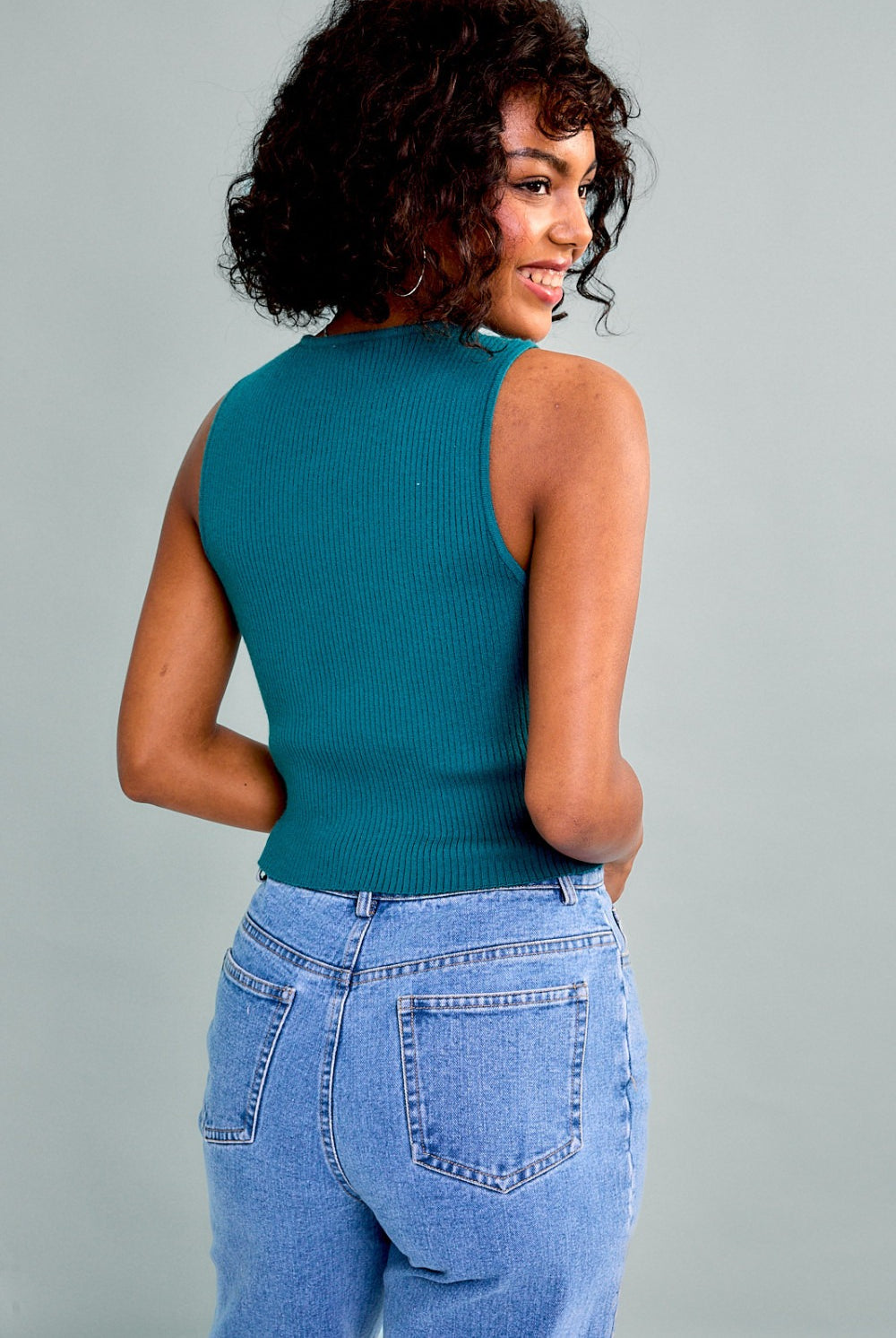 Satin Bow Cutout Knit Tank Top - RARA Boutique