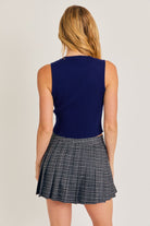 Satin Bow Cutout Knit Tank Top - RARA Boutique
